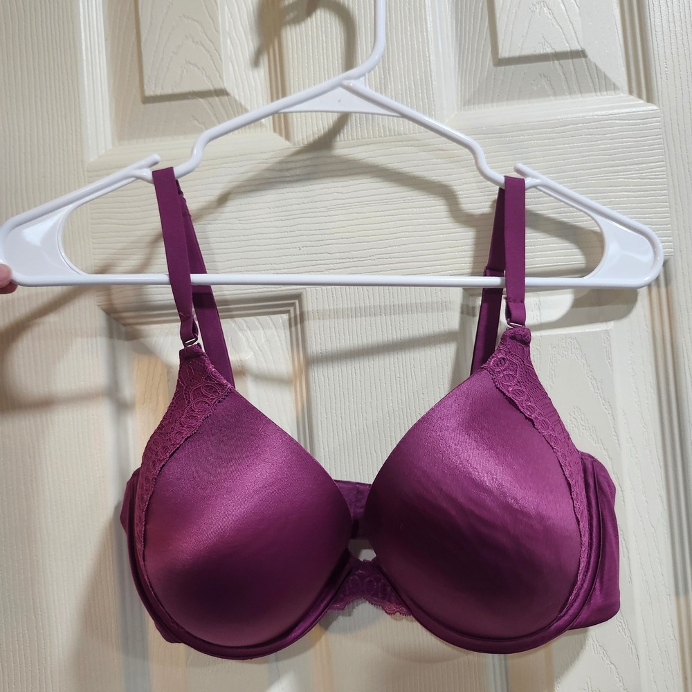 Maidenform Comfort Devotion Purple Lace Trim Convertible Underwire Bra 38C 09428